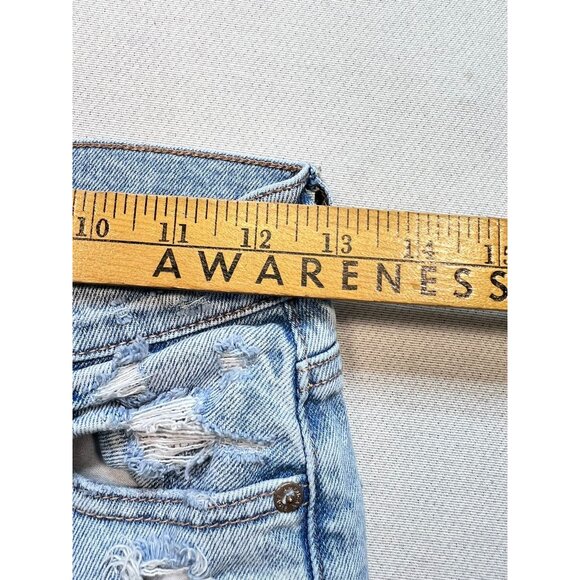 American Eagle Womens Straight Leg Distressed Jeans Denim Size 0 Blue Light Wash - Picture 8 of 11